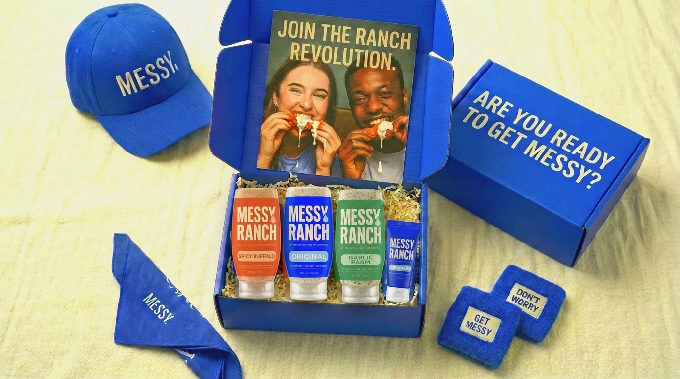 The Messy Ranch limited drop bundle box with all four bottles including travel size